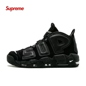 Supreme x Nike More Uptempo Black 大AIR 皮蓬中幫復古籃球鞋 全黑