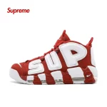 Supreme x Nike More Uptempo Black 大AIR 皮蓬中幫復古籃球鞋 紅白