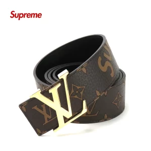 Supreme × LOUIS VUITTON 棕色老花腰帶