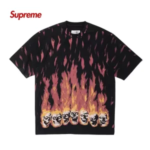 Supreme x MM6 聯名款 馬吉拉火焰骷髅 短袖T恤 黑色