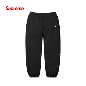Supreme × NIKE聯名款 寬鬆束腳褲 刺繡LOGO 加絨加厚針織運動褲