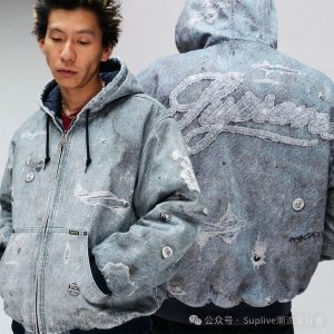 Supreme x HJR Trompe L'oeil 聯名款 做舊3D數碼印花牛仔 保暖夾克